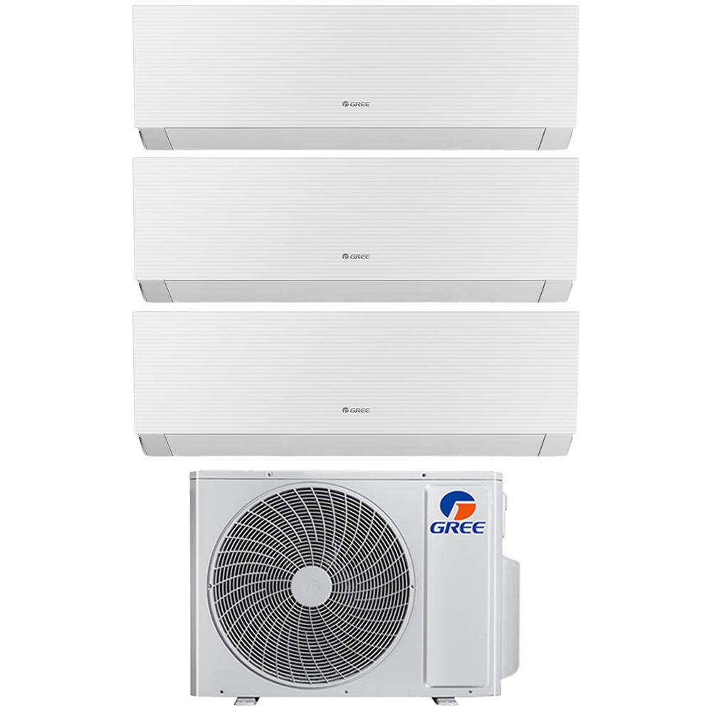 Condizionatore trial split con inverter da 9000+12000+12000 Gree Clivia White Wifi in A++ con R32 GWHD(24)NK6OO