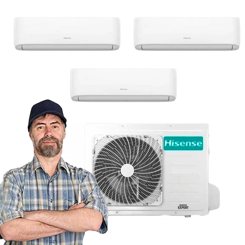Climatizzatore Inverter Hisense Hi Comfort Wi-fi Trial Split 9000+9000+12000 Btu 3AMW62U4RJC R-32 A++ con installazione