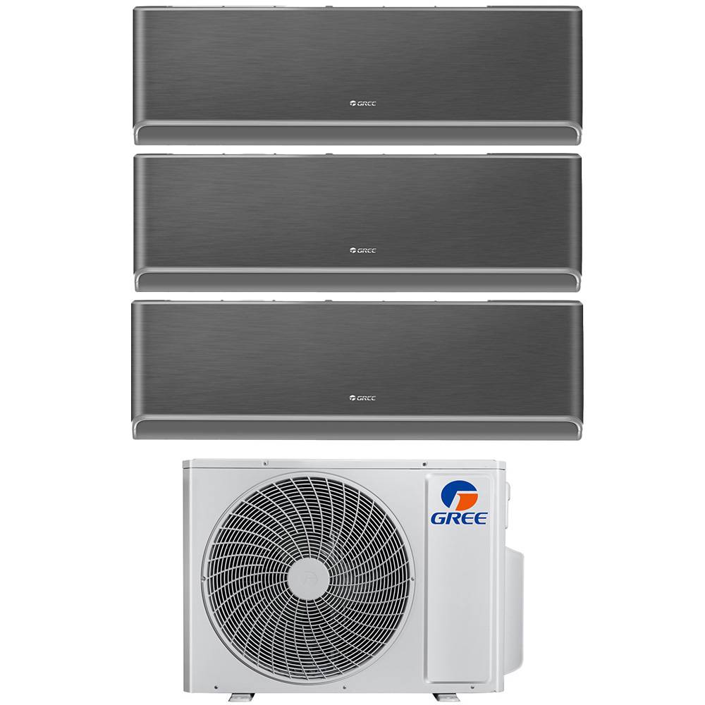 Condizionatore trial split con inverter da 12000+12000+12000 Gree Airy Black Wifi in A++ con R32 GWHD(36)NK6OO