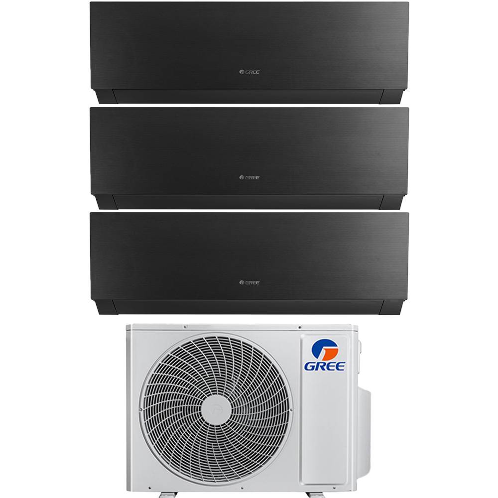 Condizionatore trial split con inverter da 9000+9000+12000 Gree Clivia Black Wifi in A++ con R32 GWHD(28)NK6OO