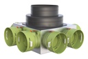 Tecnosystemi Plenum di distribuzione per sistemi VMC 90° canalizzati uscite da diametro 75 e 90 completi di serranda di taratura