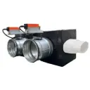 Plenum in poliuretano espanso a 2 zone con serrande motorizzate Lindab da 160 o 200 mm con attacco laterale VMC