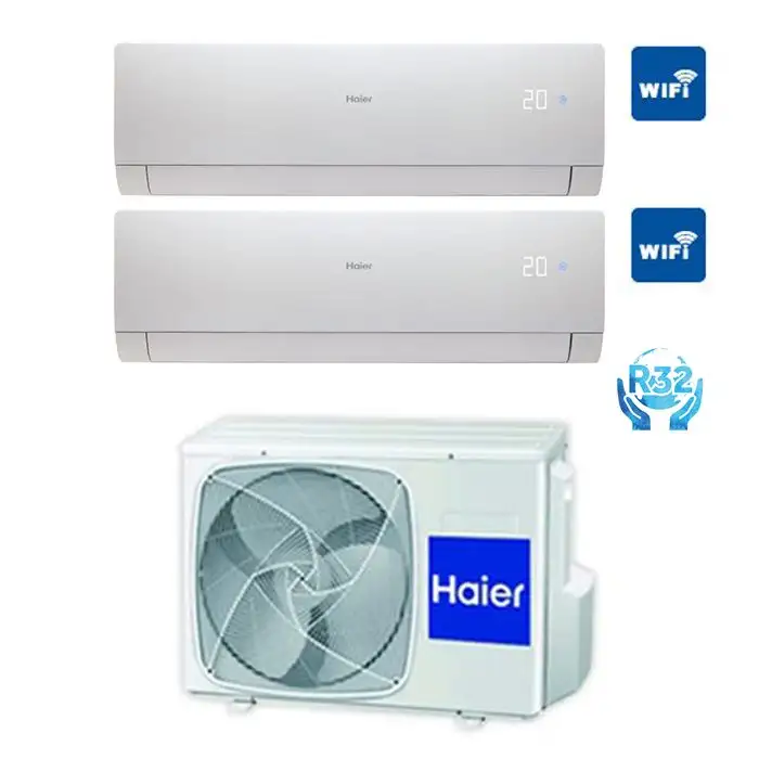 [haier-nebula-green-50-1212] Condizionatore Haier Nebula Green Dual Split 12+12 12000+12000 Btu WiFi R32 2U50S2SF1FA