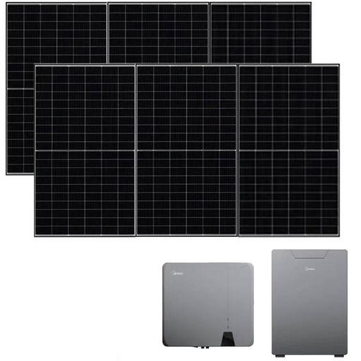 [fotovoltaico-midea-4kw-JA] Impianto Kit fotovoltaico da 4kw Midea Inverter ibrido 6 kw completo di batteria di accumulo e 10 Pannelli fotovoltaici Ja Solar