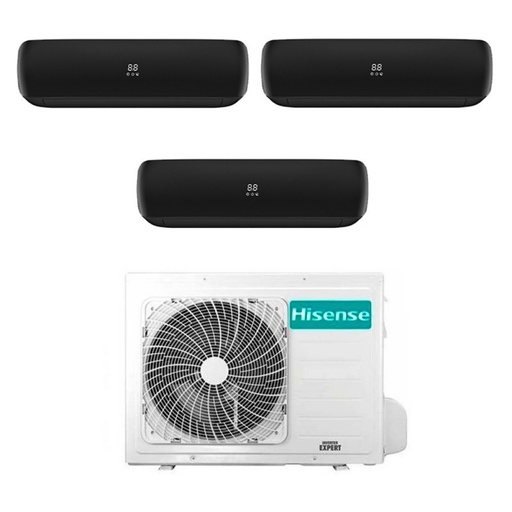 [hisense-apple-pie-pro-72-121212] Climatizzatore Inverter Hisense Apple Pie PRO Black edition Wi-fi Trial Split 12000+12000+12000 Btu 3AMW72U4RJC R-32 A++