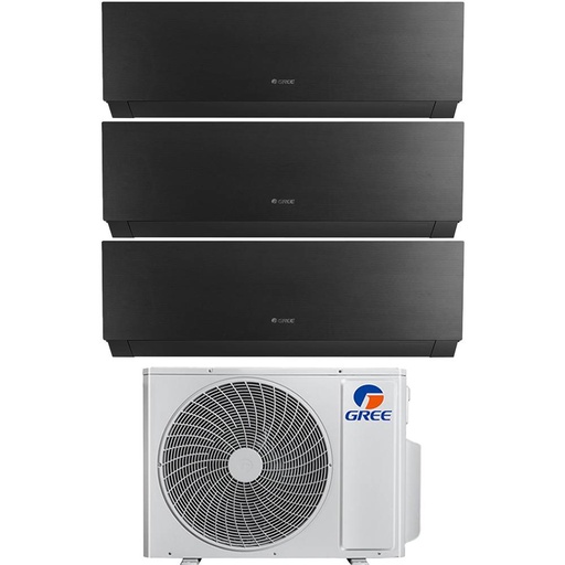 [gree-clivia-black-24-121212] Condizionatore trial split con inverter da 12000+12000+12000 Gree Clivia Black Wifi in A++ con R32 GWHD(24)NK6OO