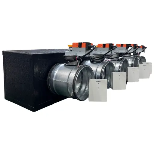 [kit-siemens-serranda-5-] Plenum canalizzato con serrande motorizzate wifi a 5 zone, centralina e interfaccia Siemens