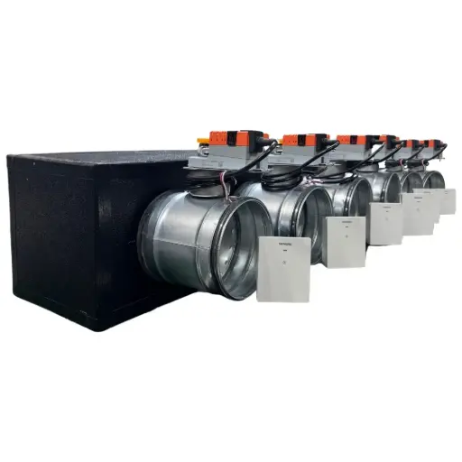 [kit-siemens-serranda-6] Plenum canalizzato con serrande motorizzate wifi a 6 zone, centralina e interfaccia Siemens